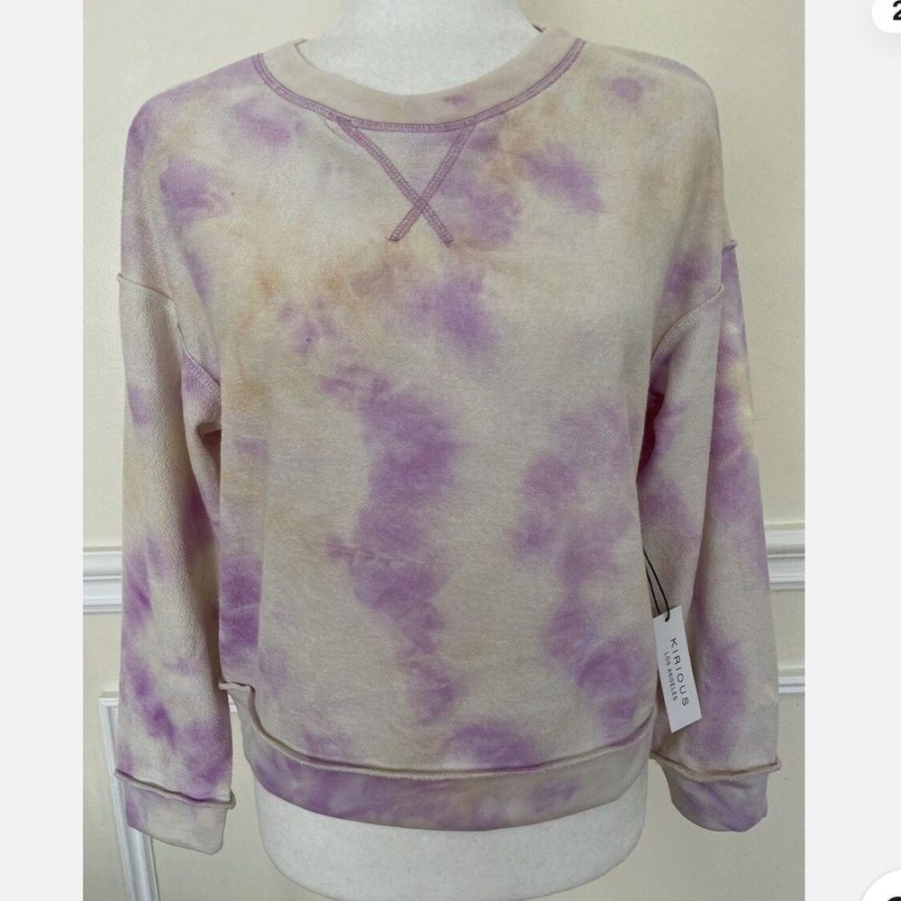 Purple and Cream Tie-Dye Sweatshirt - size L